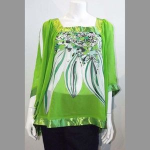 Stunning Green Embellished Blouse - Like New